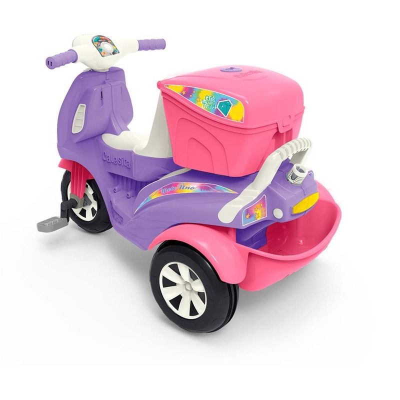 Motoca Triciclo Infantil com Empurrador Encantando Rosa