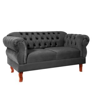 Namoradeira 2 Lugares Chesterfield Elisabeth Via Encanto Veludo Cinza