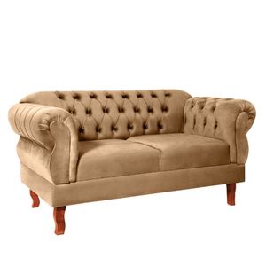Namoradeira 2 Lugares Chesterfield Elisabeth Via Encanto Veludo Palha