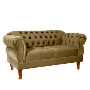 Namoradeira 2 Lugares Chesterfield Elisabeth Via Encanto Veludo Bege