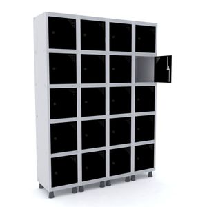 Armário Locker Roupeiro 20 Portas Aço Grp 504/20 Pandin Móveis Cinza/preto