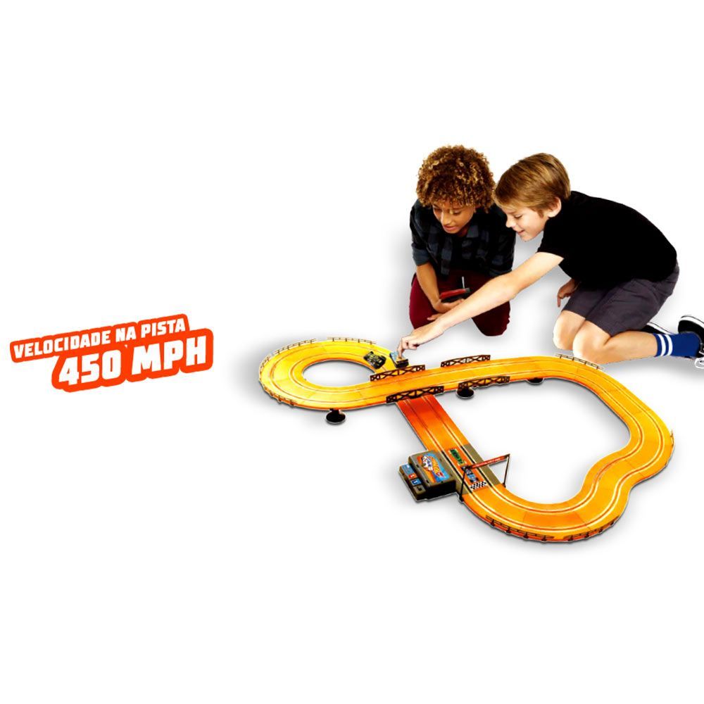 Pista De Corrida 380Cm Hot Wheels Com 2 Carrinhos- Multikids