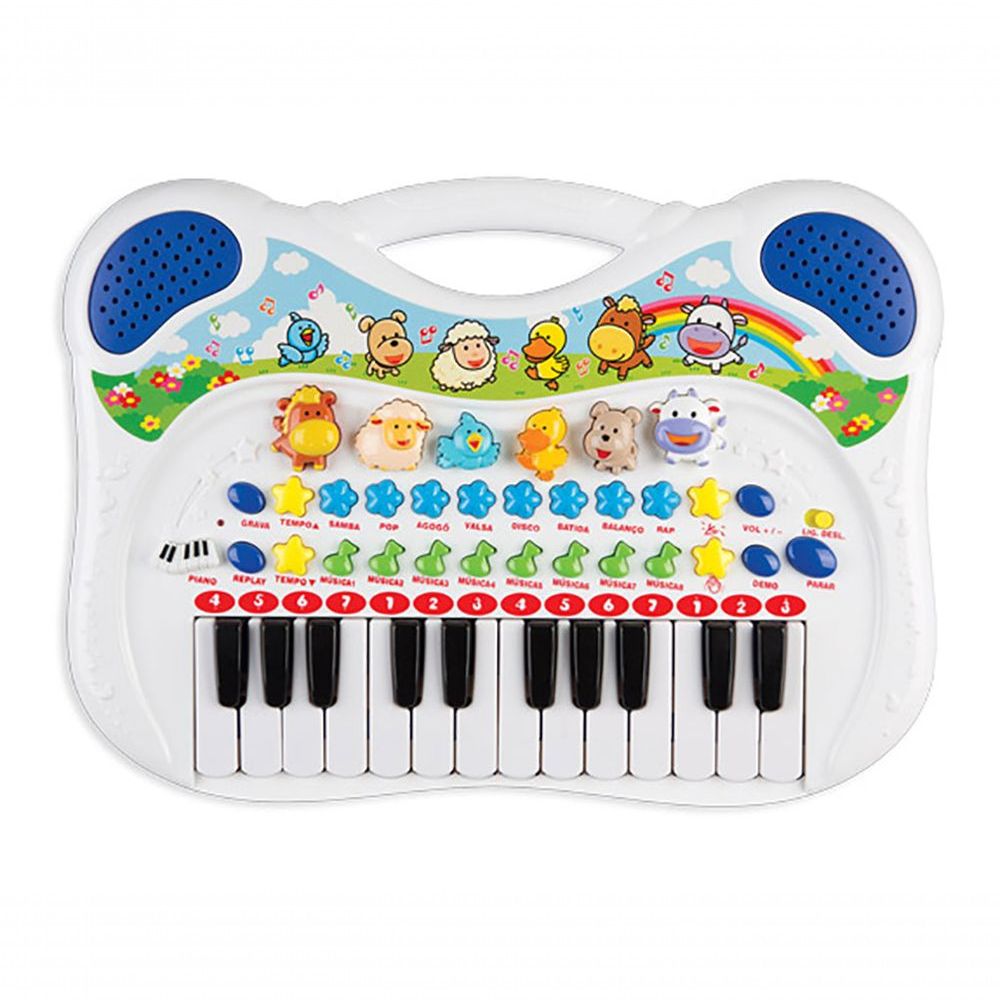 Teclado Infantil Musical Eletrônico com Microfone - Braskit