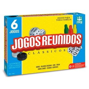 Kit Jogos De Tabuleiros - Reunidos Clássicos - 6 Opções - Nig Brinquedos