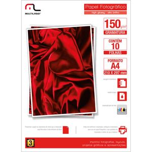 Papel Photo Glossy C/ 10 Folhas 150GR A4 Multilaser