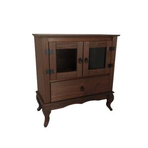 Balcão Cristaleira Rústico De Madeira 80 Cm Cera Escura