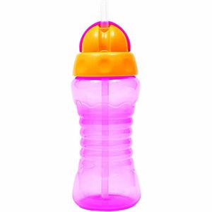 Garrafinha Fresh Infantil Com Tampa E Canudo - 300Ml - Rosa - Buba