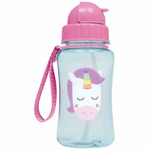 Garrafinha Infantil Com Canudo - 400Ml - Animal Fun - Unicórnio - Buba