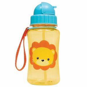 Garrafinha Infantil Com Canudo - 400Ml - Animal Fun Leão - Buba