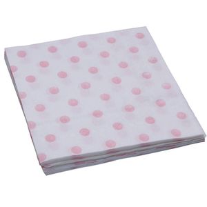 Guardanapo De Papel Folha Dupla Vizapi Poá 1097 33Cm - 20 Unidades Branco Com Rosa