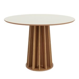 Mesa Redonda Ripada 105X105Cm Tampo Mdf Dalla Costa Off White/Freijó