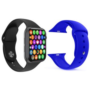 Kit 1 Smartwatch W34 S Preto + 1 Pulseira Extra Azul Escuro