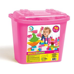 Caixa 90 Blocos De Montar - Molto Blocks - Rosa - Cardoso