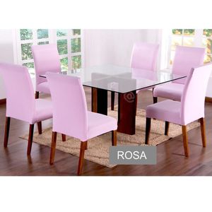 Capas Para Cadeiras De Jantar 06 Peças Em Malha Gel Lisa - Rosa