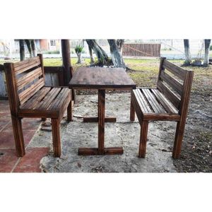 Mesa com 2 Bancos de Madeira Maciça Moveis Arpus