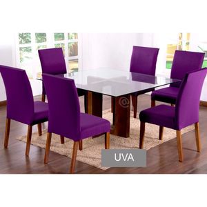 Capas Para Cadeiras De Jantar 04 Peças Em Malha Gel Lisa - Uva