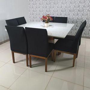 Capas Para Cadeiras De Jantar 04 Peças Em Malha Gel Lisa - Preto