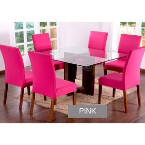 Capas Para Cadeiras De Jantar 04 Peças Em Malha Gel Lisa - Pink