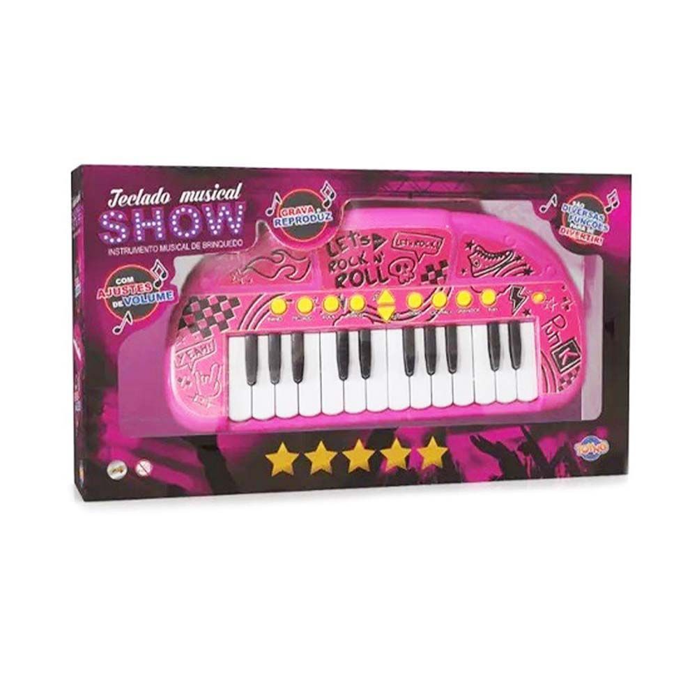 Teclado Infantil Musical Grava E reproduz Lets Rock Toyng - Lojas Magal