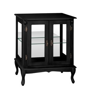 Vitrine Baixa Antique Com 1 Prateleira De Vidro Preta