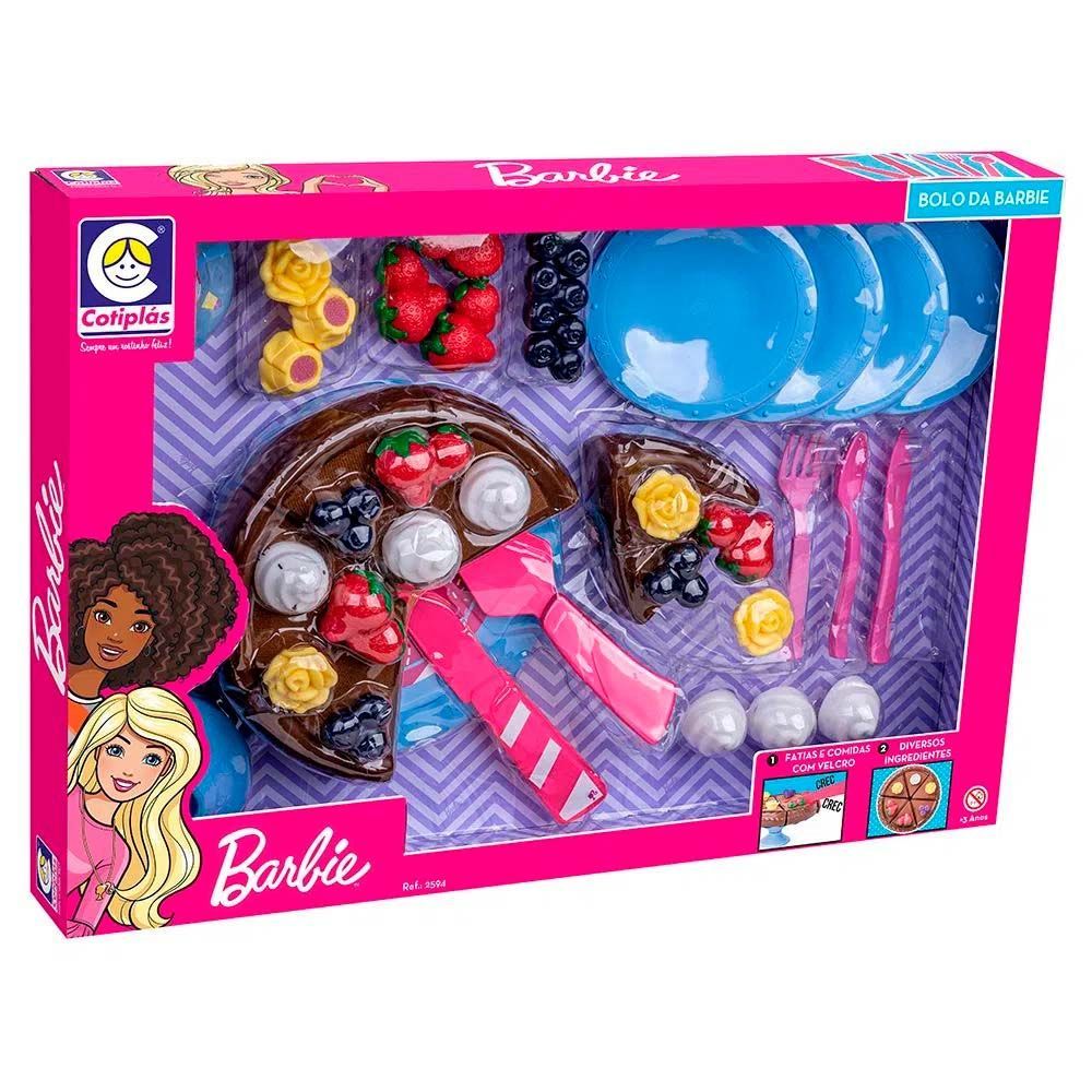 Kit Comidinhas De Brinquedo Bolo + Pizza Da Barbie Cotiplas