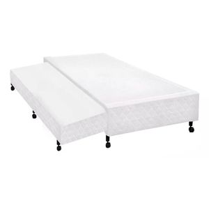 Cama Box Base C/auxiliar Solteiro Poli Tecido White (88x188x27) - Castor