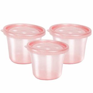 Kit 3 Potinhos Para Papinha Da Bebê - 180Ml - Rosa - Buba