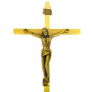 Crucifixo Em Metal De Pendurar Ouro Velho 22cm