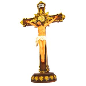 Crucifixo De Mesa Em Resina 21cm