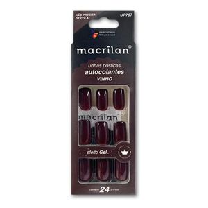 Macrilan Unhas Postiças Autocolantes Efeito Gel Vinho Up707 (24 Unidades)