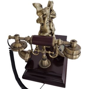 Telefone Antigo Retrô De Mesa Em Resina E Metal 27cm X 30cm X 30cm