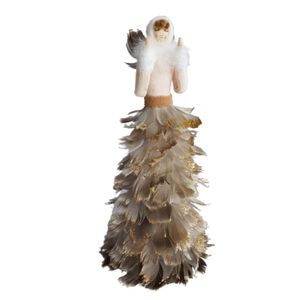 Boneca Decorativa Coleção Luna Vestido De Penas 35cm 35cm