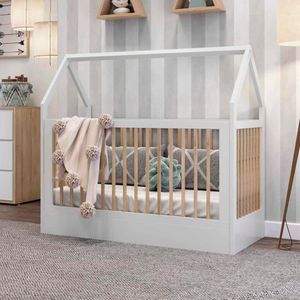 Berço Infantil Montessoriano Wood Branco/Carvalho Treviso