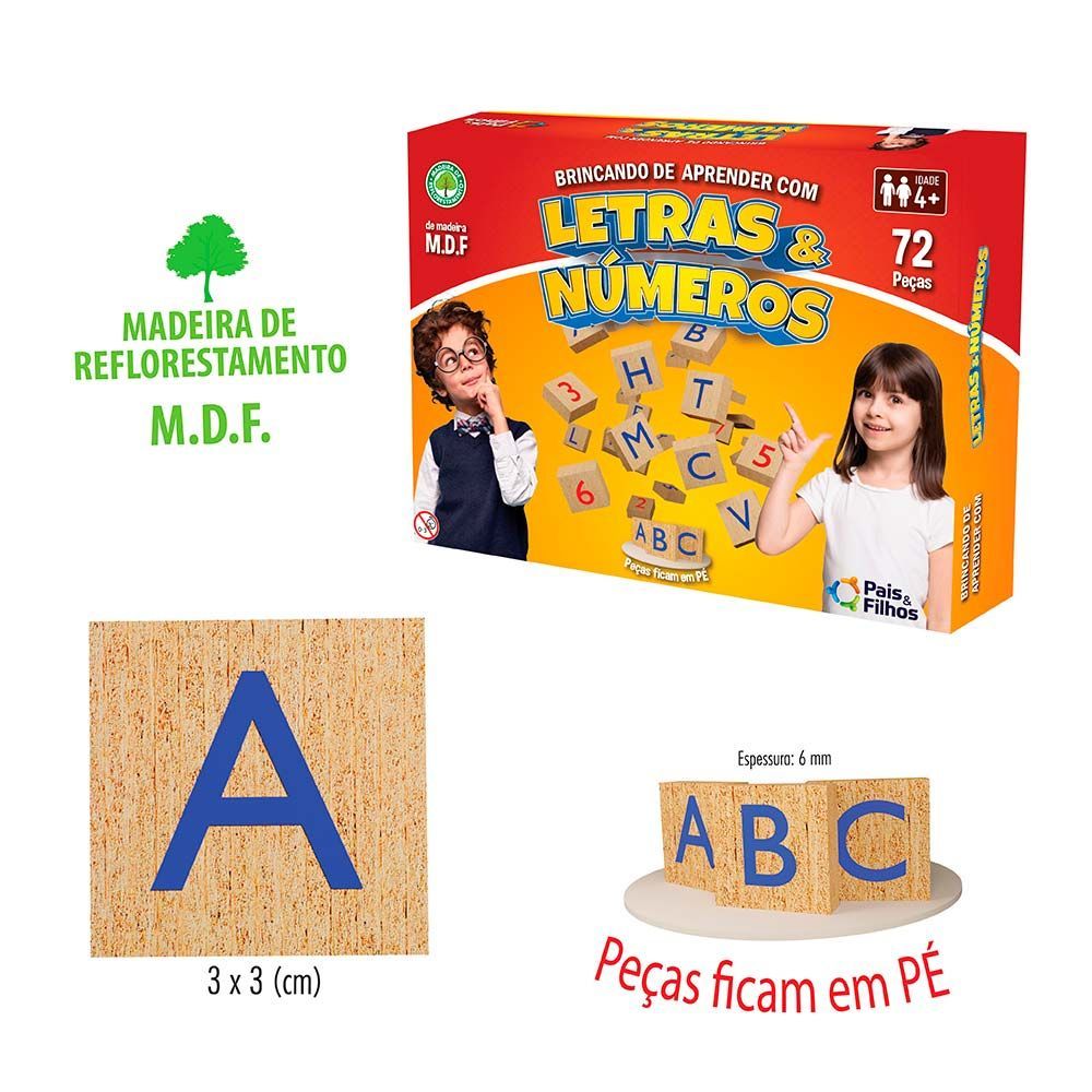 Jogo Formando Palavras Infantil Educativo Letras Alfabetização Em Madeira  Mdf Pais E Filhos : : Brinquedos e Jogos