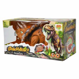Figura Eletrônica - Dinossauro - Tricerátopo - Laranja - Dm Toys