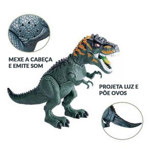 Figura Eletrônica - Dinossauro - Tiranossauro - Verde - Dm Toys