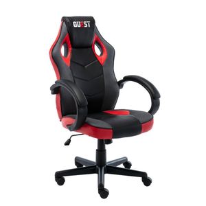 Cadeira Gamer Giratória Em Couro Quest Fratini Móveis Preto/Vermelho