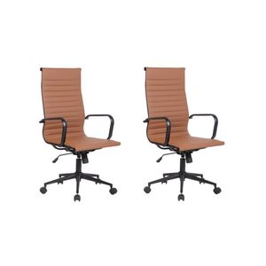 Conjunto 2 Cadeiras De Escritório Presidente Sevilha Alta Com Base Office Rivatti Marrom Escuro