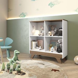 Estante Livreiro Infantil 100% Mdf Retrô Móveis Peroba Branco Brilho/carvalho Branco Brilho/carvalho