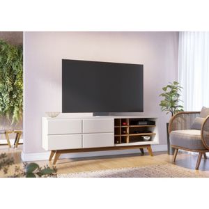 Rack Para Tv Até 70 Polegadas Com Nicho 2 Portas Noronha Colibri Off White Matte/freijó