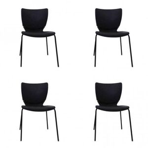 Conjunto 4 Cadeiras Empilháveis Mono Prima Design Preto