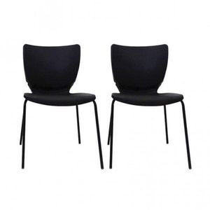 Conjunto 2 Cadeiras Empilháveis Mono Prima Design Preto
