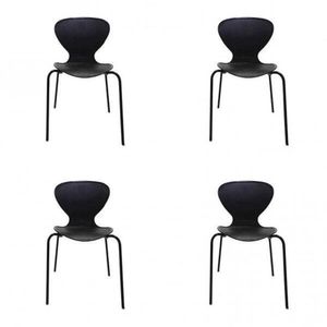 Conjunto 4 Cadeiras Empilháveis Flash Prima Design Preto
