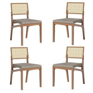Conjunto 4 Cadeiras Sem Braço King Casa Contemporânea Castanho/Bege