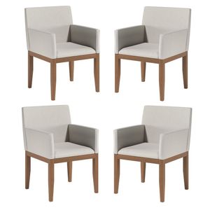 Conjunto 4 Cadeiras Eva Casa Contemporânea Castanho/Bege