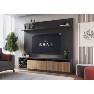 Rack Impressão Ripado Com Painel Para Tv Até 60 Polegadas E Ageda Trento Quiditá Grafite/Brise
