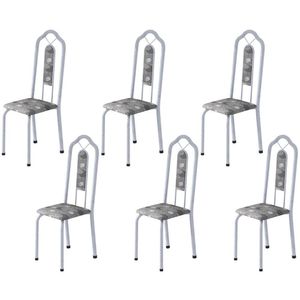Kit 6 Cadeiras Tubular Bianca Soma Móveis Martelado Pérola/Paraopeba