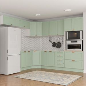 Cozinha Modulada 8 Peças Sem Tampo 4 Aéreos 3 Balcões E Torre Quente Arizona Branco/menta