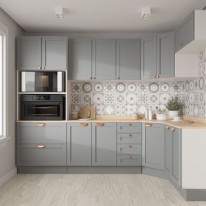 Cozinha Modulada 7 Peças Com Tampo 3 Aéreos 3 Balcões E Torre Quente Arizona Branco/cinza