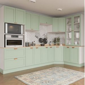 Cozinha Modulada 9 Peças Com Tampo 4 Aéreos 4 Balcões E Torre Quente Arizona Branco/menta